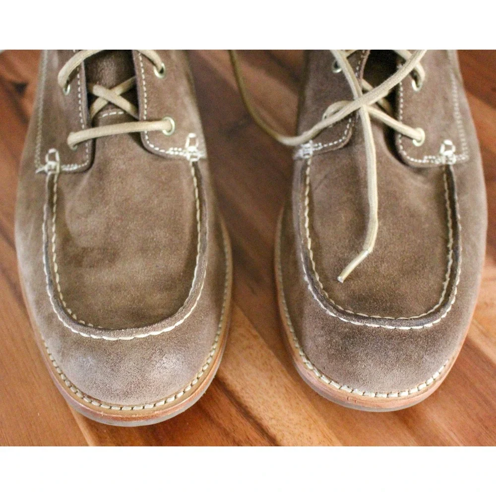 UGG Australia Lace Up Boots Mens 10 Brown Suede Moc Toe Fold Over 1001908